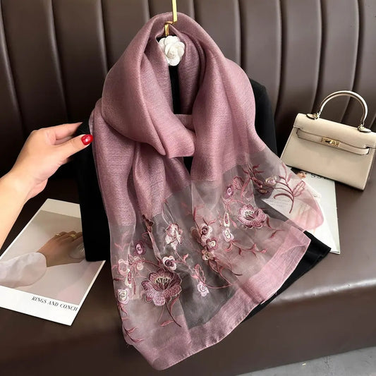 Organza Embroidery Hijab III - Mauve