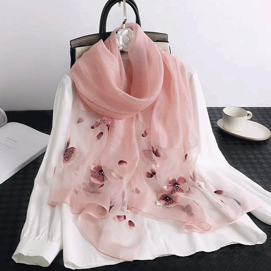 Organza Embroidery Hijab IIII - Blush