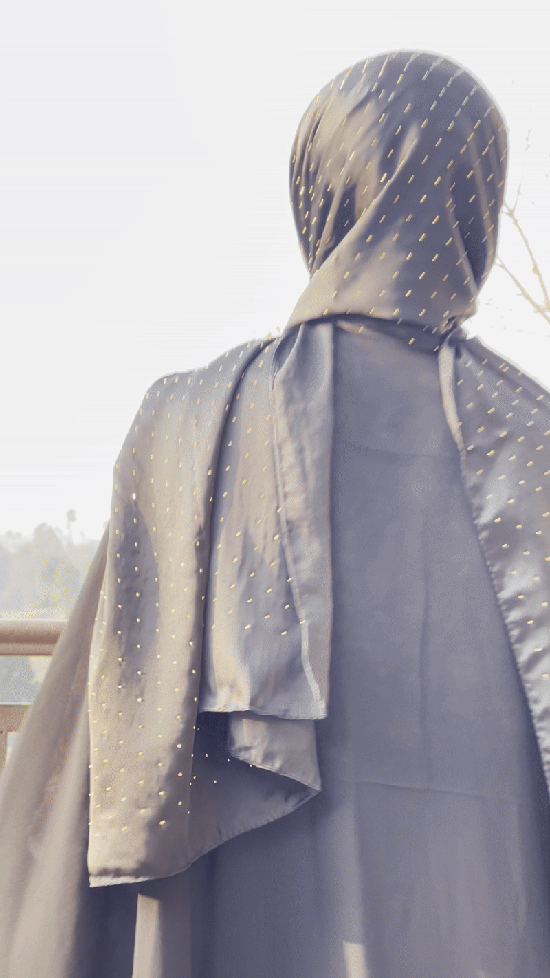 Black - Dapple Dot Gold Silk Hijab