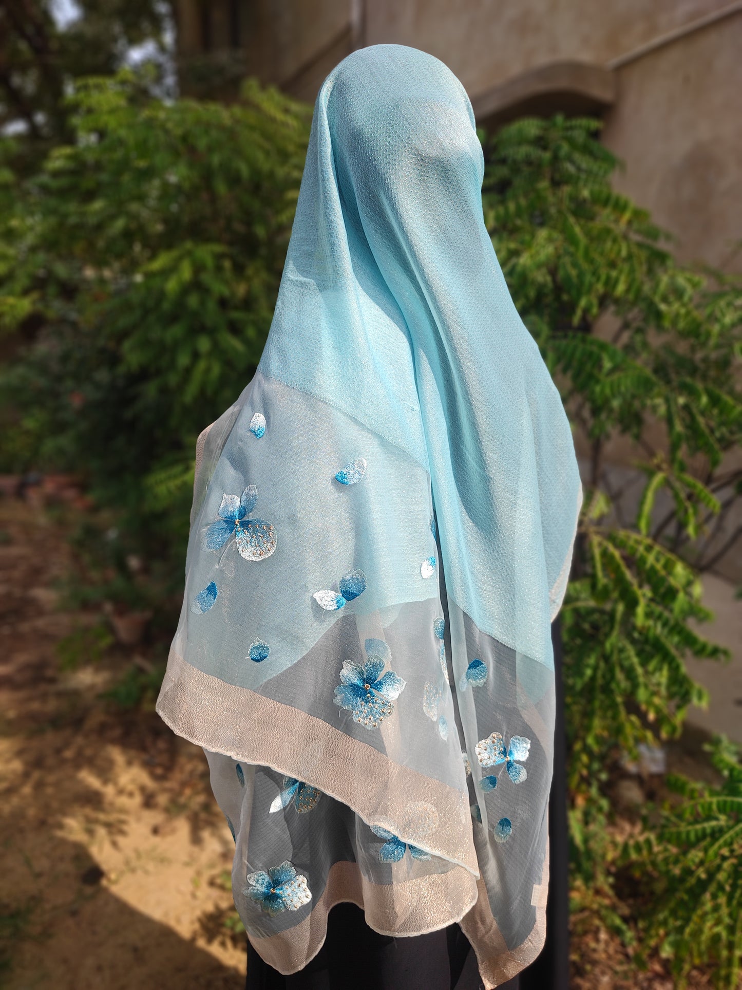 Organza Embroidery Hijab III - Malachite Green