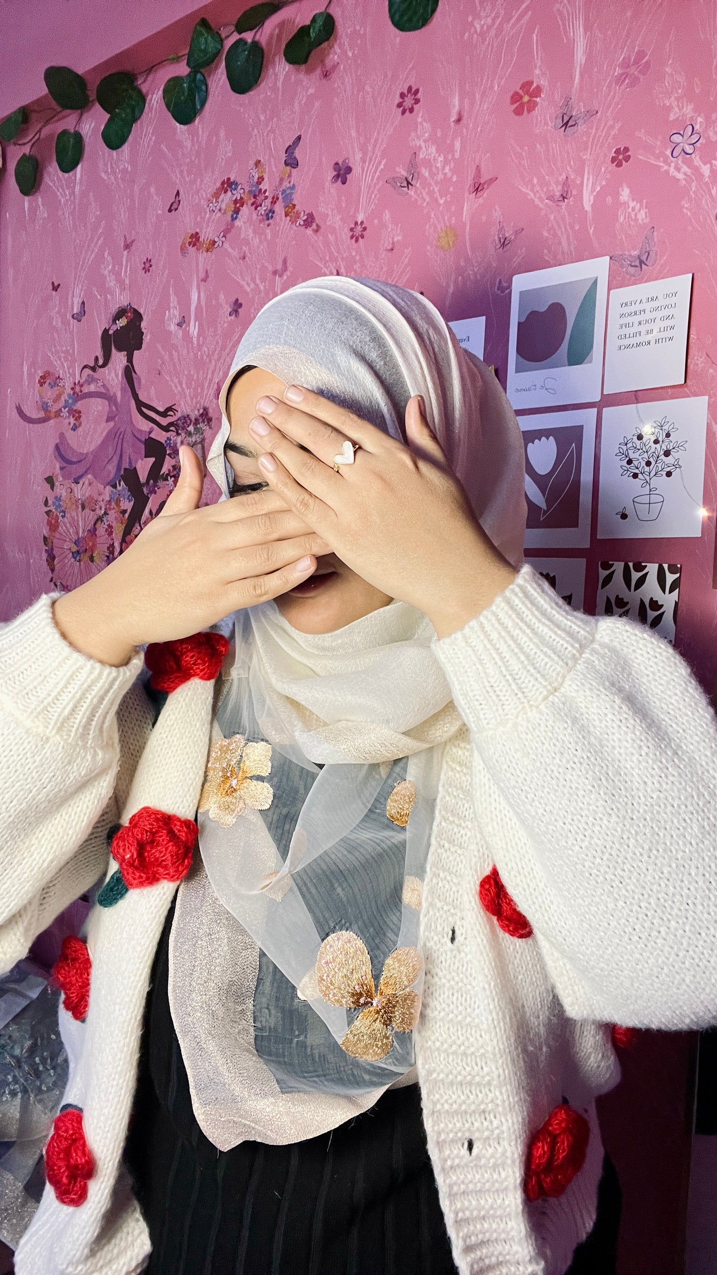 Organza Embroidery Hijab IV - Cream