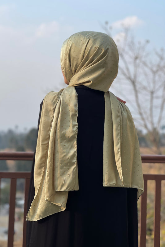 Thai Green - Dapple Dot Gold Silk Hijab