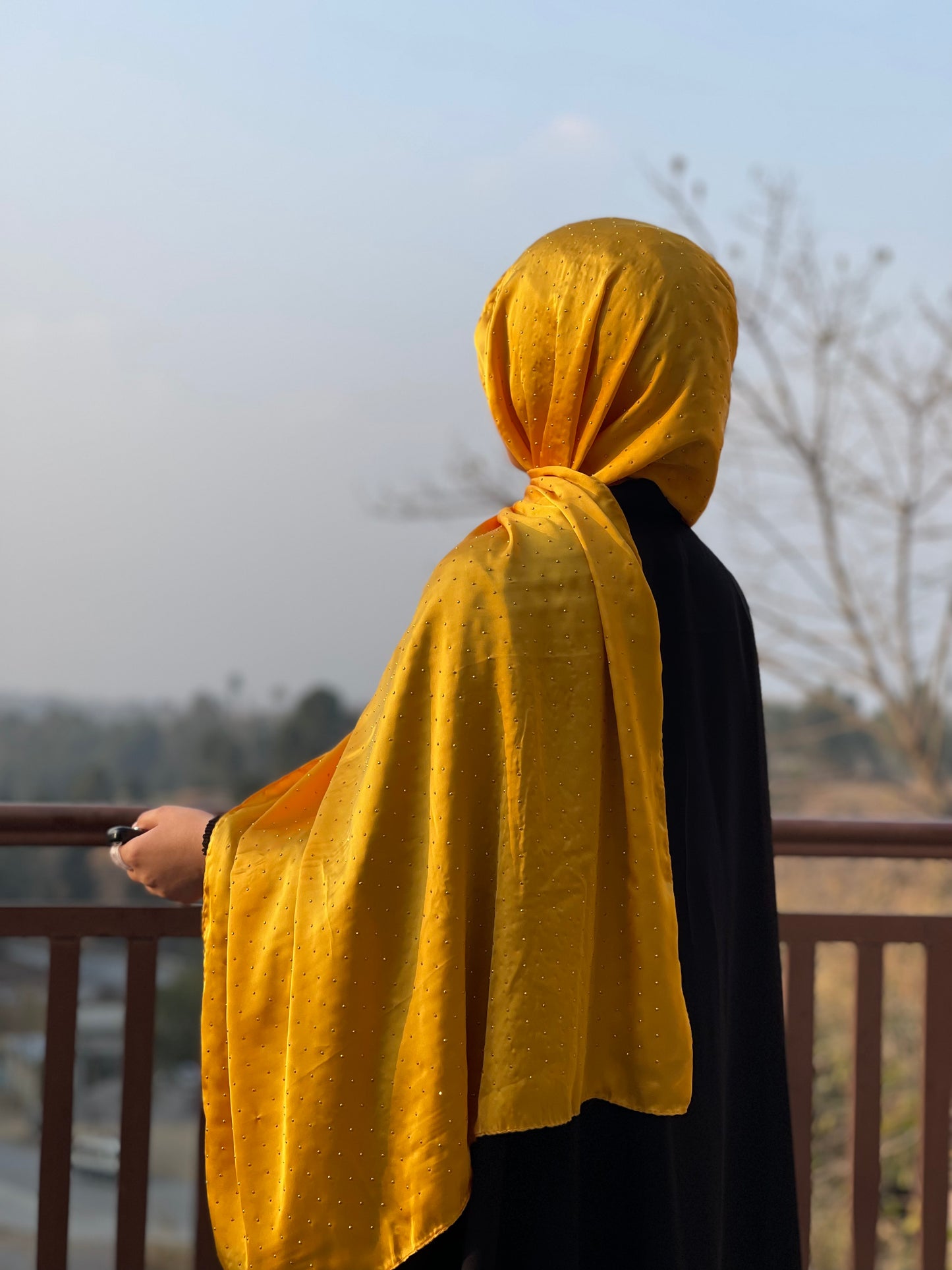Mustard - Dapple Dot Gold Silk Hijab