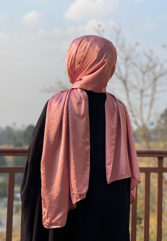 Mauve - Dapple Dot Gold Silk Hijab