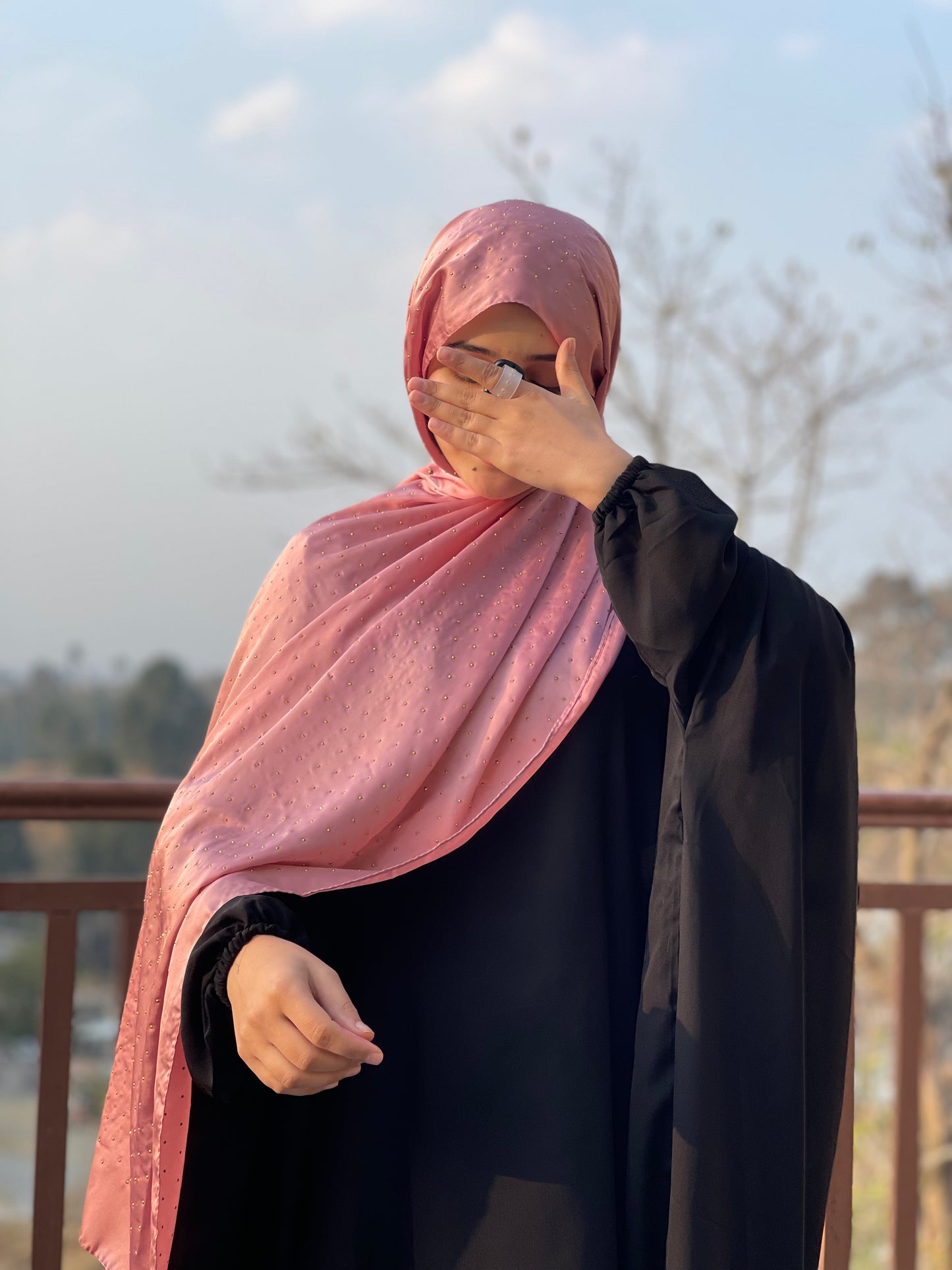 Mauve - Dapple Dot Gold Silk Hijab