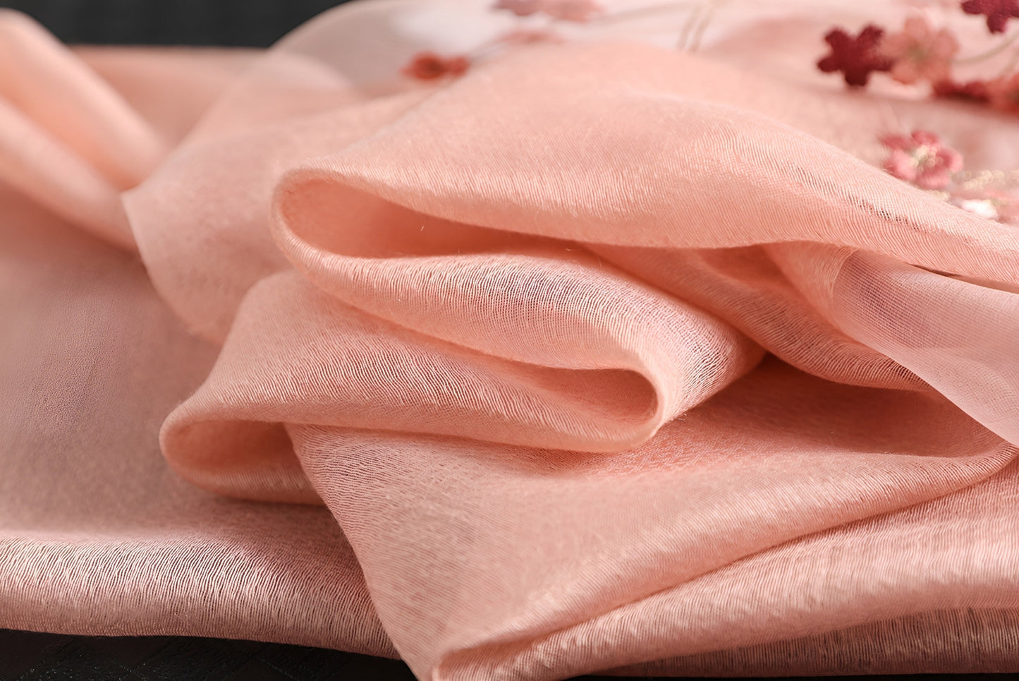 Organza Embroidery Hijab - Cream