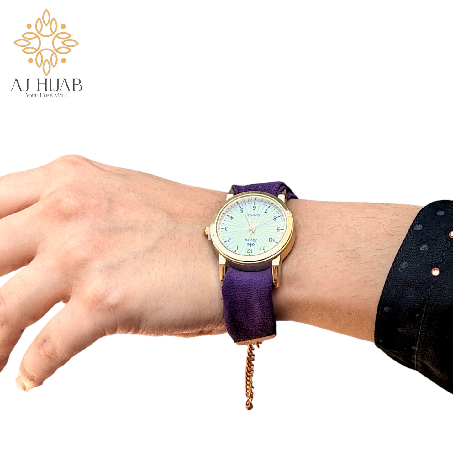 Purple Georgette Hijab + Watch + Bracelet + Gift Sett