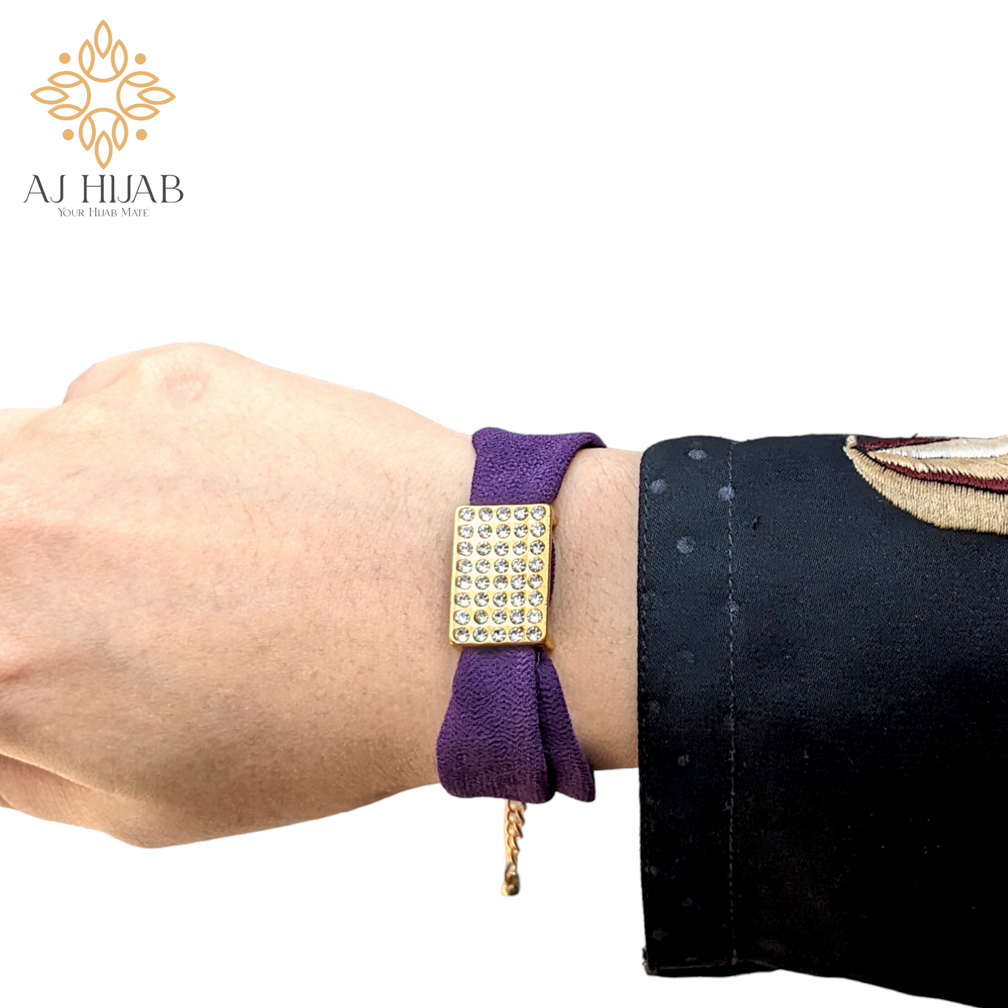 Purple Georgette Hijab + Watch + Bracelet + Gift Sett