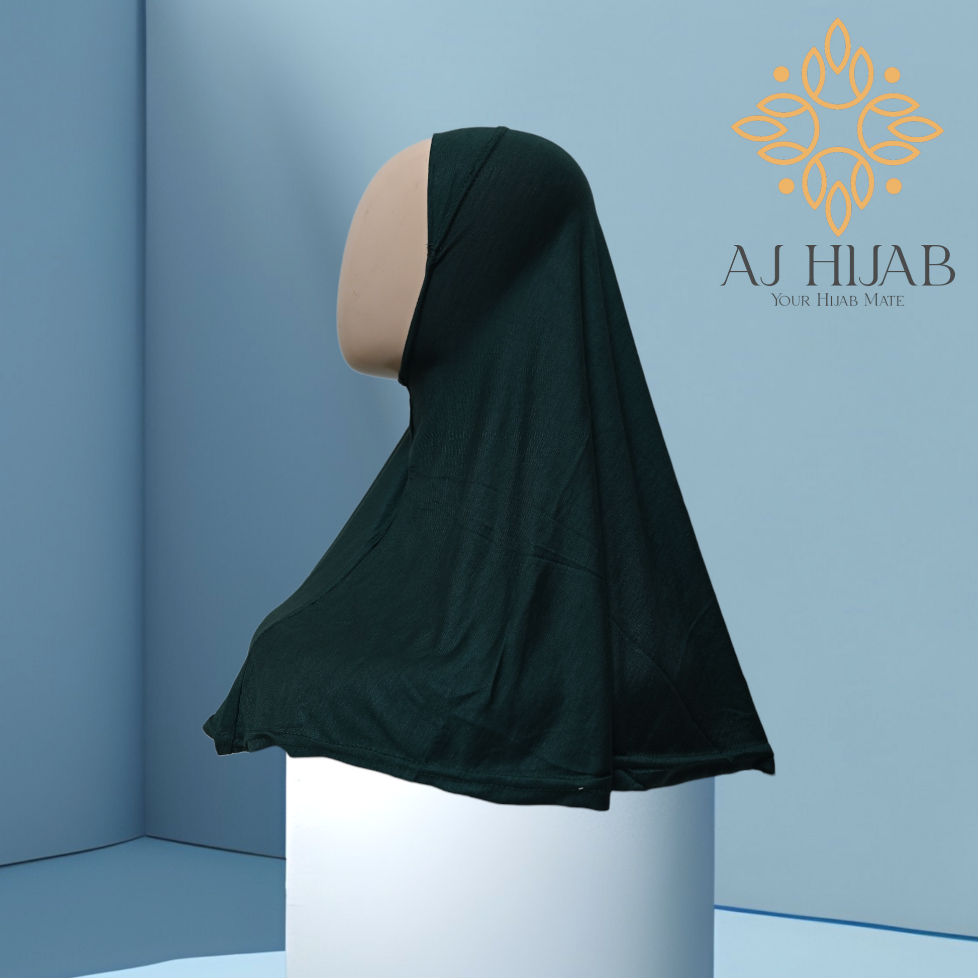 Bottle Green Cotton Jersey Medium Makhna - AJ Hijab