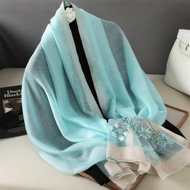 Organza Embroidery Hijab IV - Malachite Green