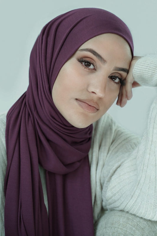 English Violet Cotton Jersey Hijab