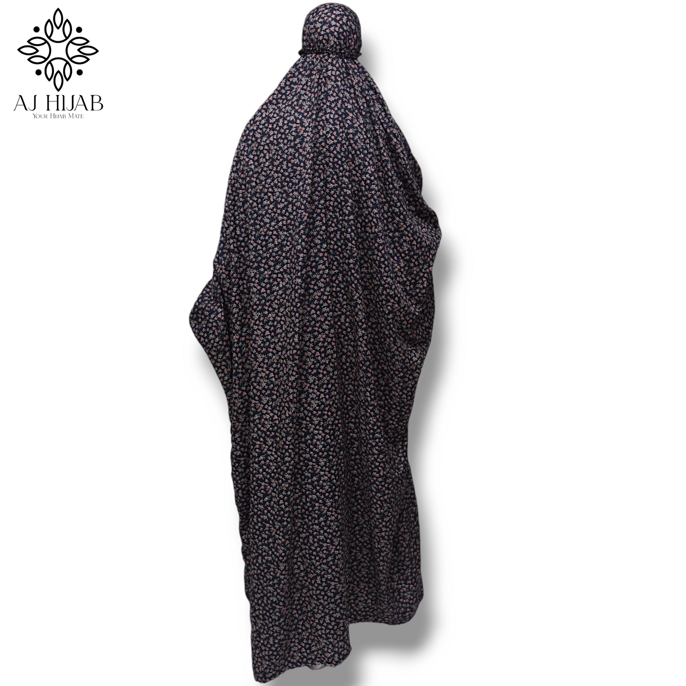 Namaz Chadar With Sleeves Full Size - Black Print