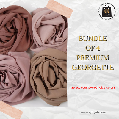 Bundle Of 4 - Premium Georgette Hijab (Select Colors)