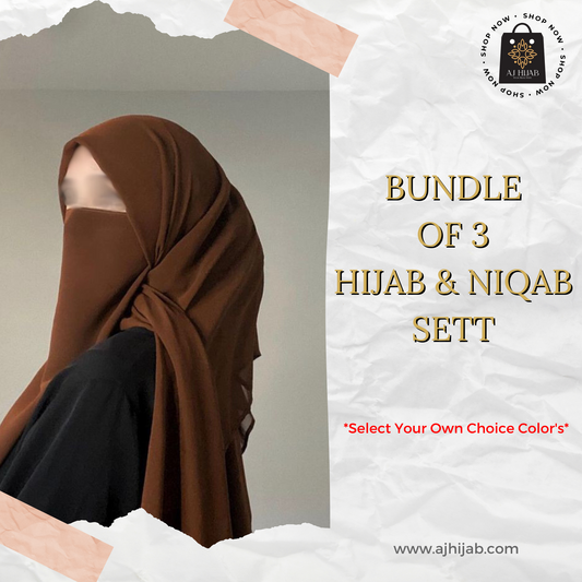 Bundle Of 3 - Hijab Niqab Sett (Select Colors)