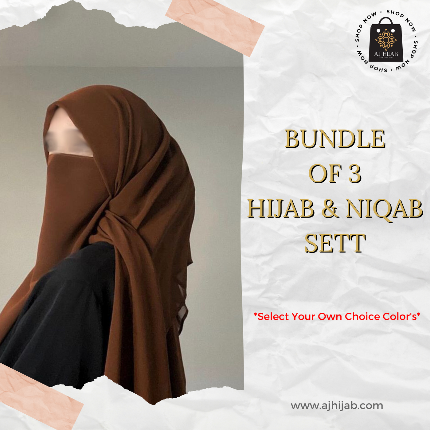 Bundle Of 3 - Hijab Niqab Sett (Select Colors)