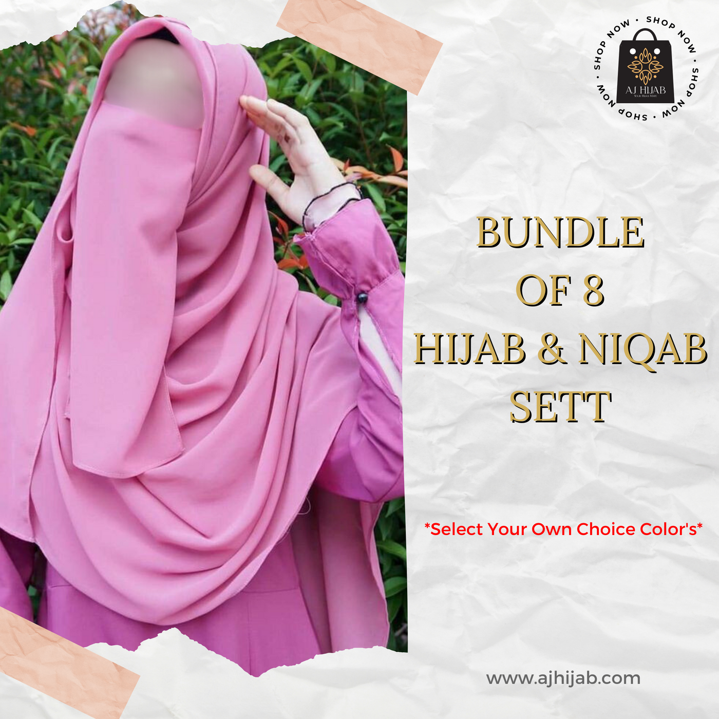 Bundle Of 8 - Hijab Niqab Sett (Select Colors)