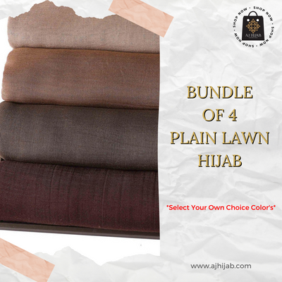 Bundle Of 4 - Plain Lawn Hijab (Select Colors)