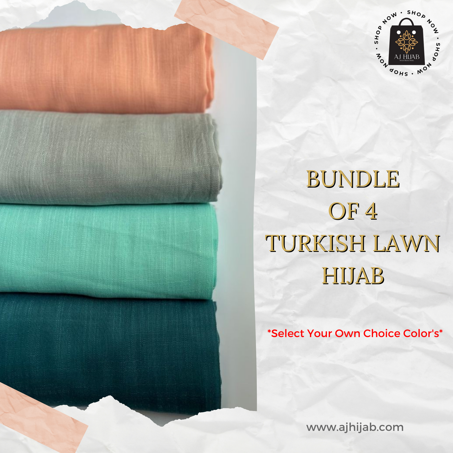 Bundle Of 4 - Turkish Lawn Hijab (Select Colors)