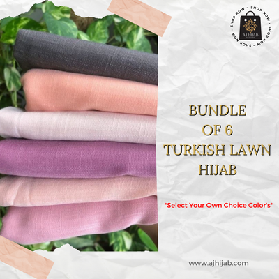 Bundle Of 6 - Turkish Lawn Hijab (Select Colors)