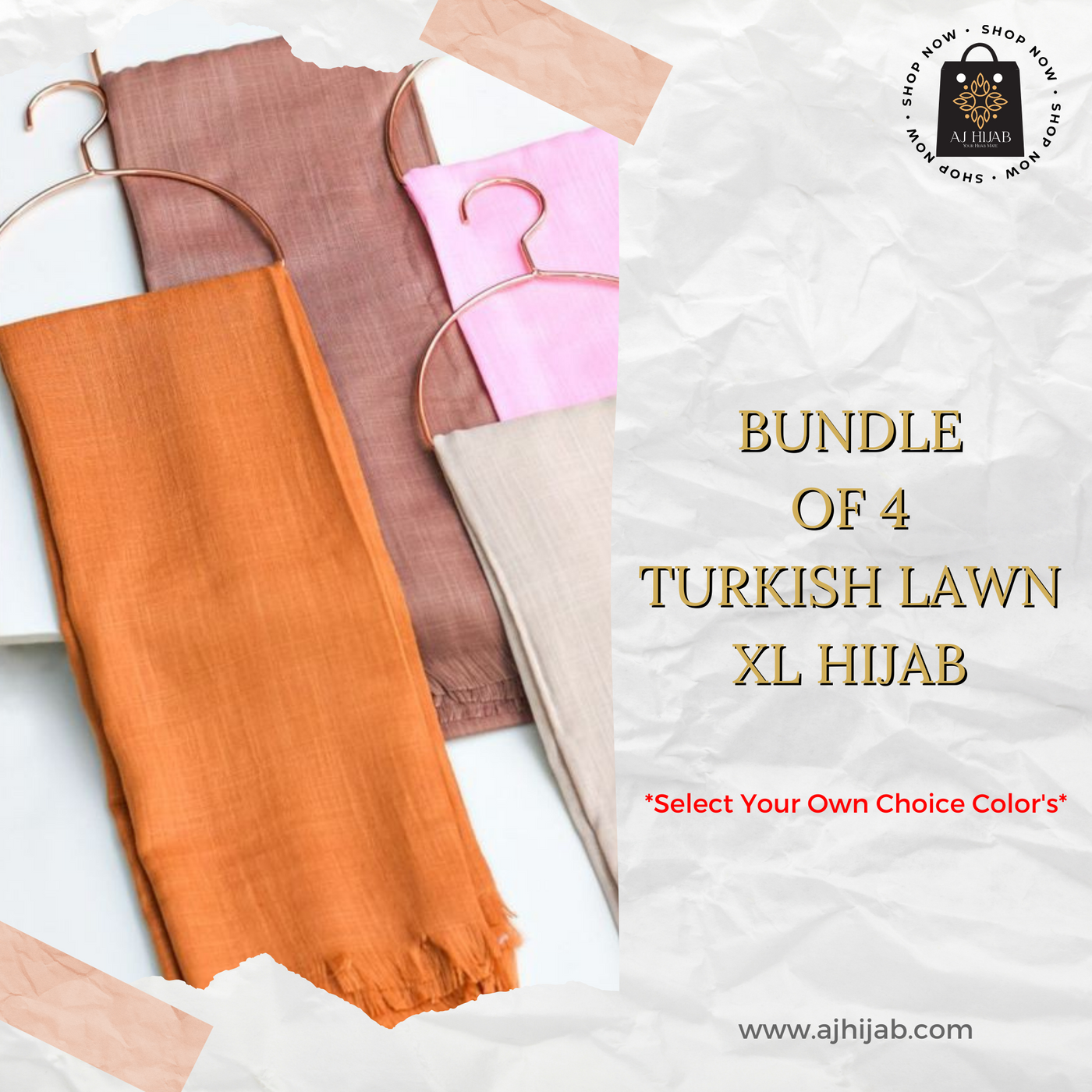 Bundle Of 4 - Turkish Lawn XL (Select Colors)