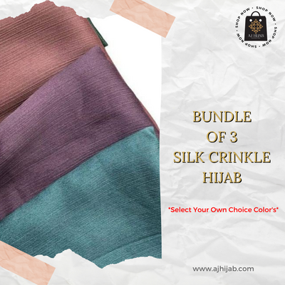 Bundle Of 3 - Silk Crinkle Hijab (Select Colors)