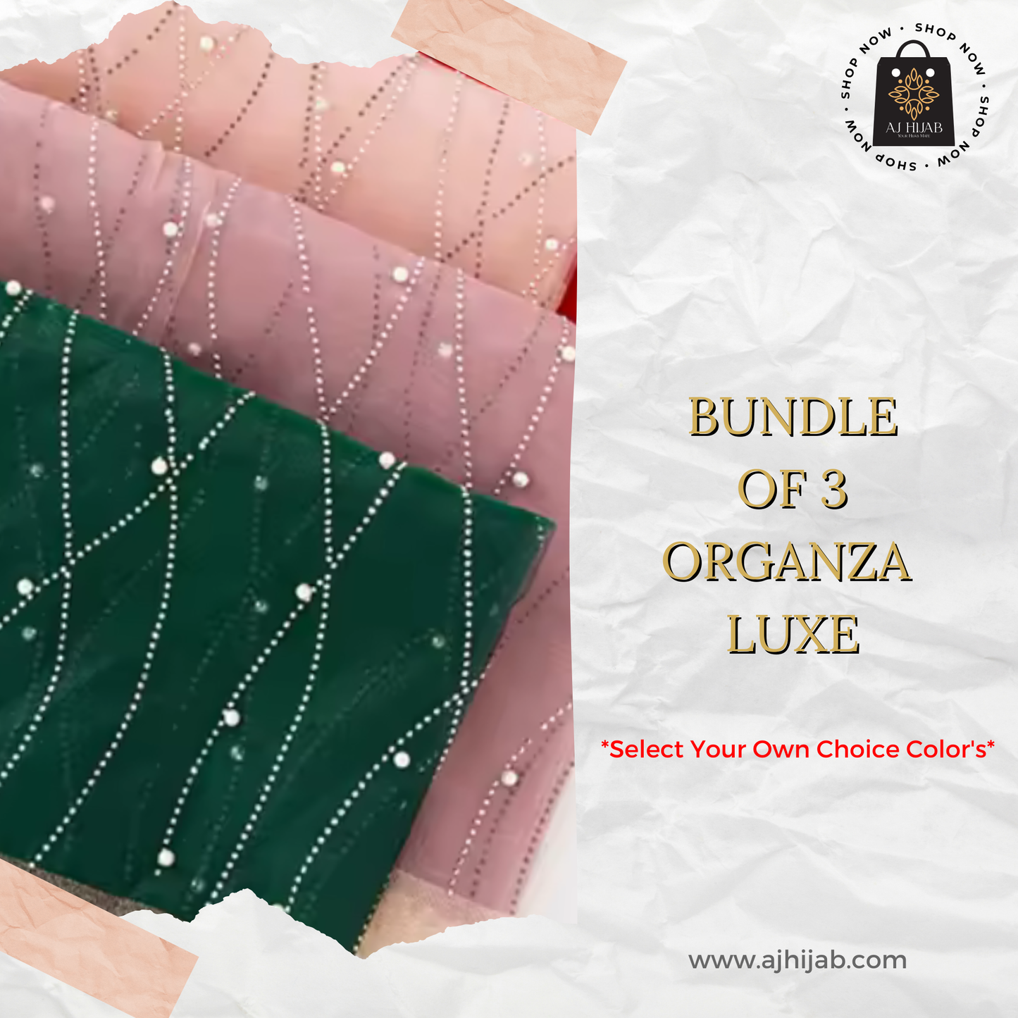 Bundle Of 3 - Organza Luxe Hijab (Select Colors)