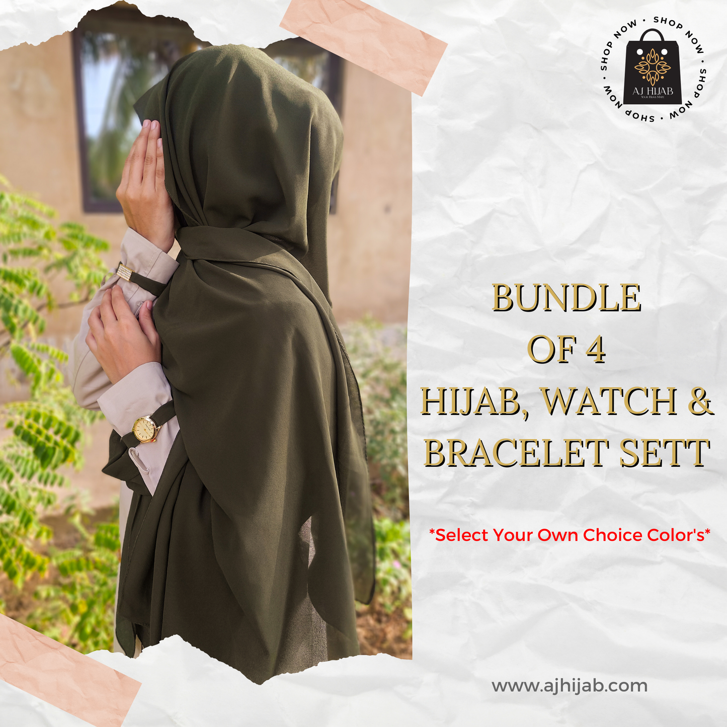 Bundle Of 4 - Hijab Watch Bracelet Gift Sett (Select Colors)