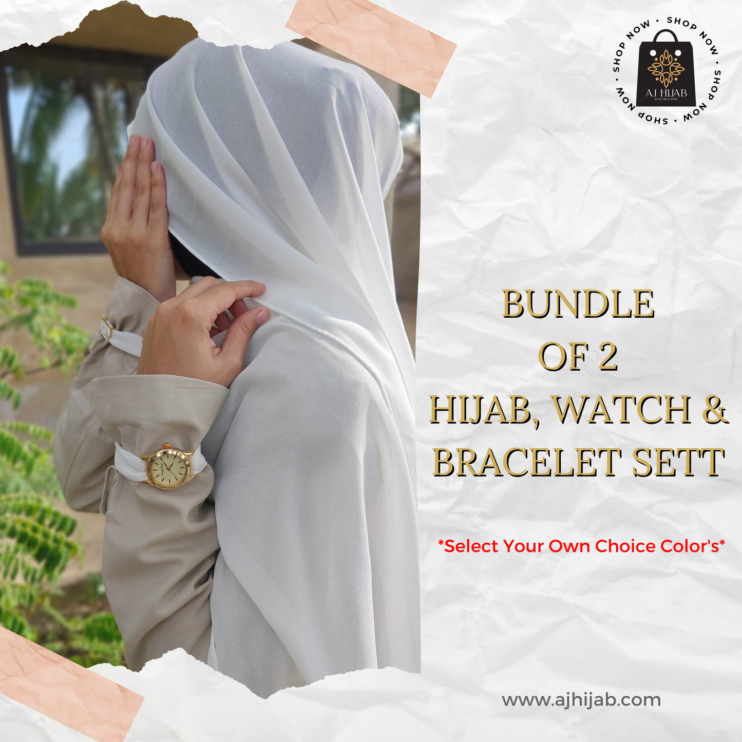 Bundle Of 2 - Hijab Watch Bracelet Gift Sett (Select Colors)