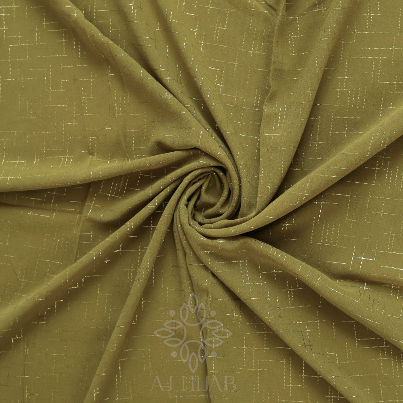 Olive Green Georgette Check Foil Hijab