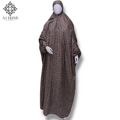 Namaz Chadar With Sleeves Full Size - Coffee Print