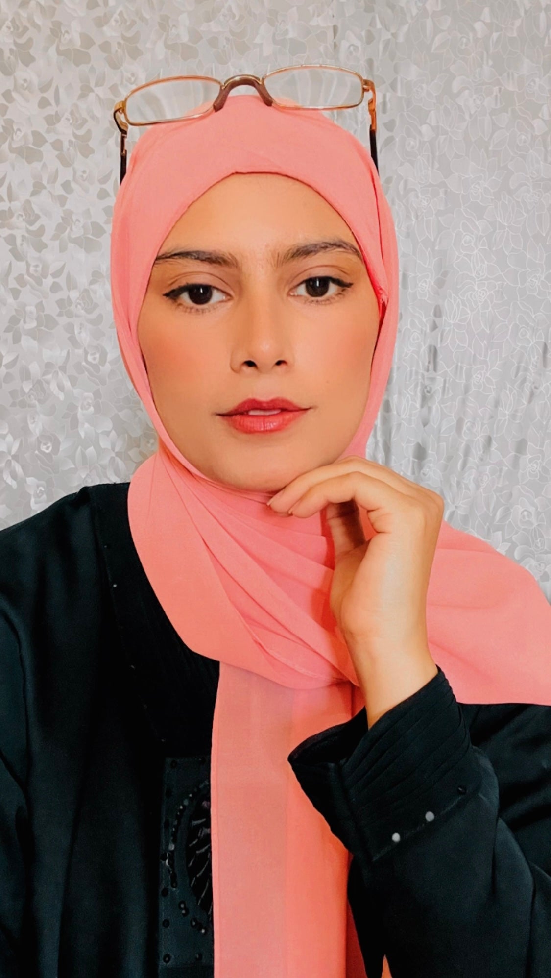 Salmon Hijab With Attached Cap