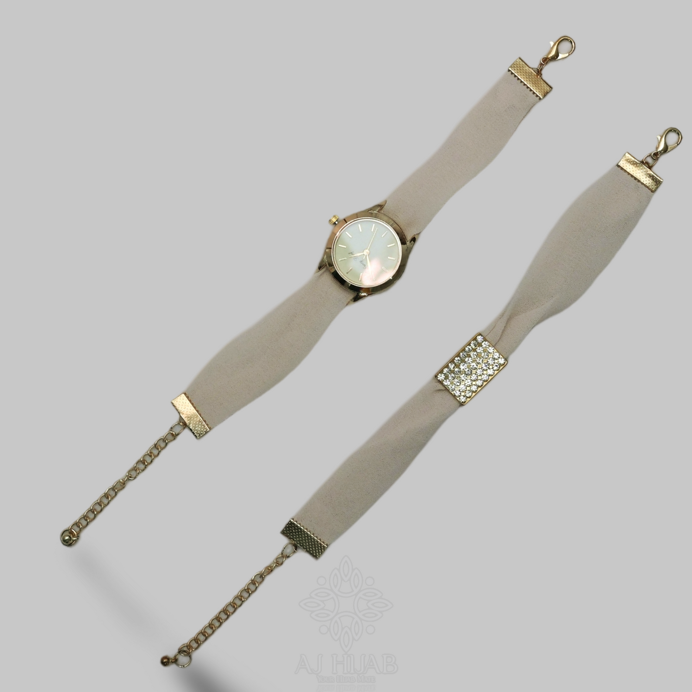 Honey Beige Hijab + Watch + Bracelet + Gift Sett