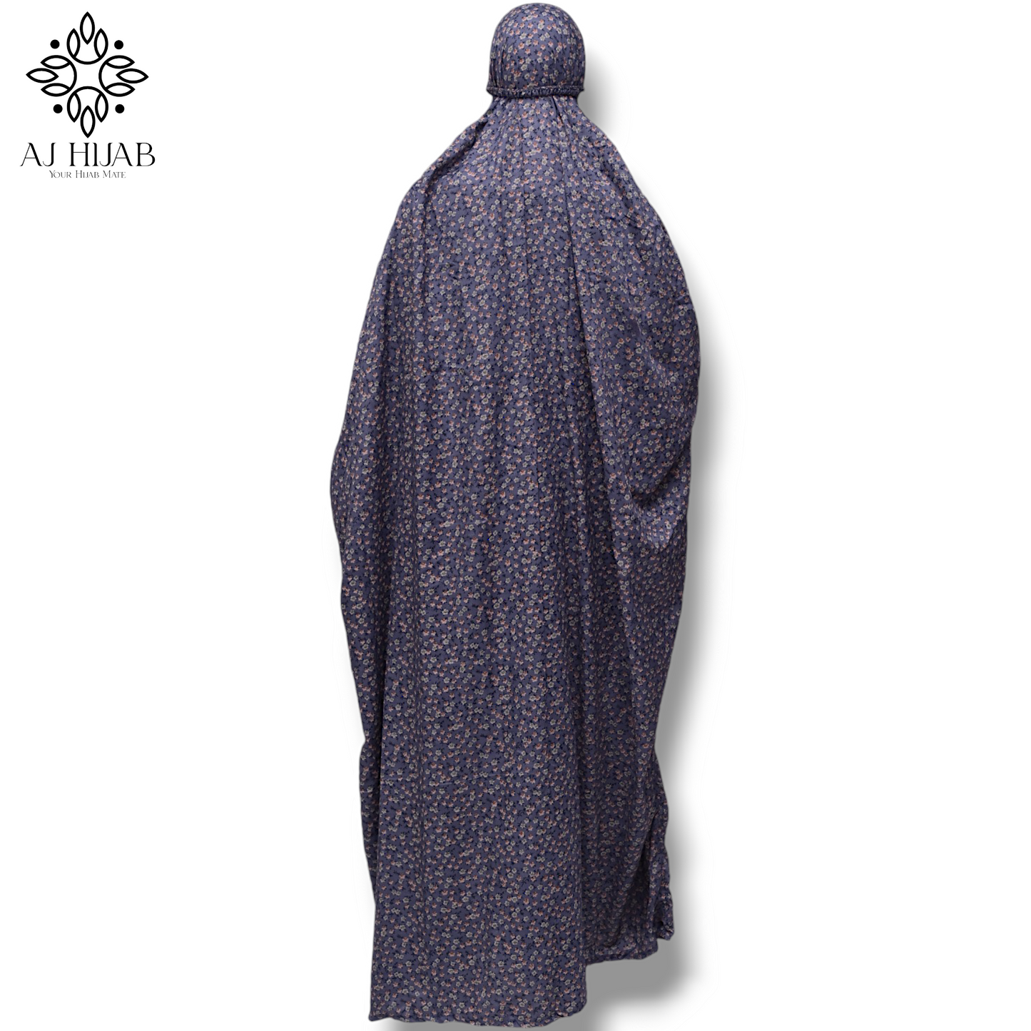 Namaz Chadar With Sleeves Full Size - Light Denim Print (Lilen)