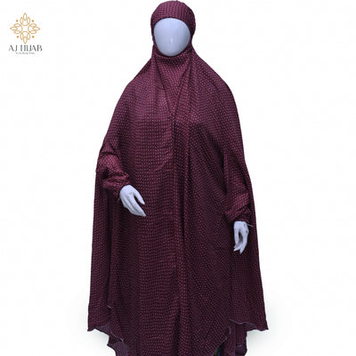 Namaz Chadar With Sleeves - Maroon Print