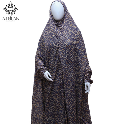 Namaz Chadar With Sleeves - Red Violet Print