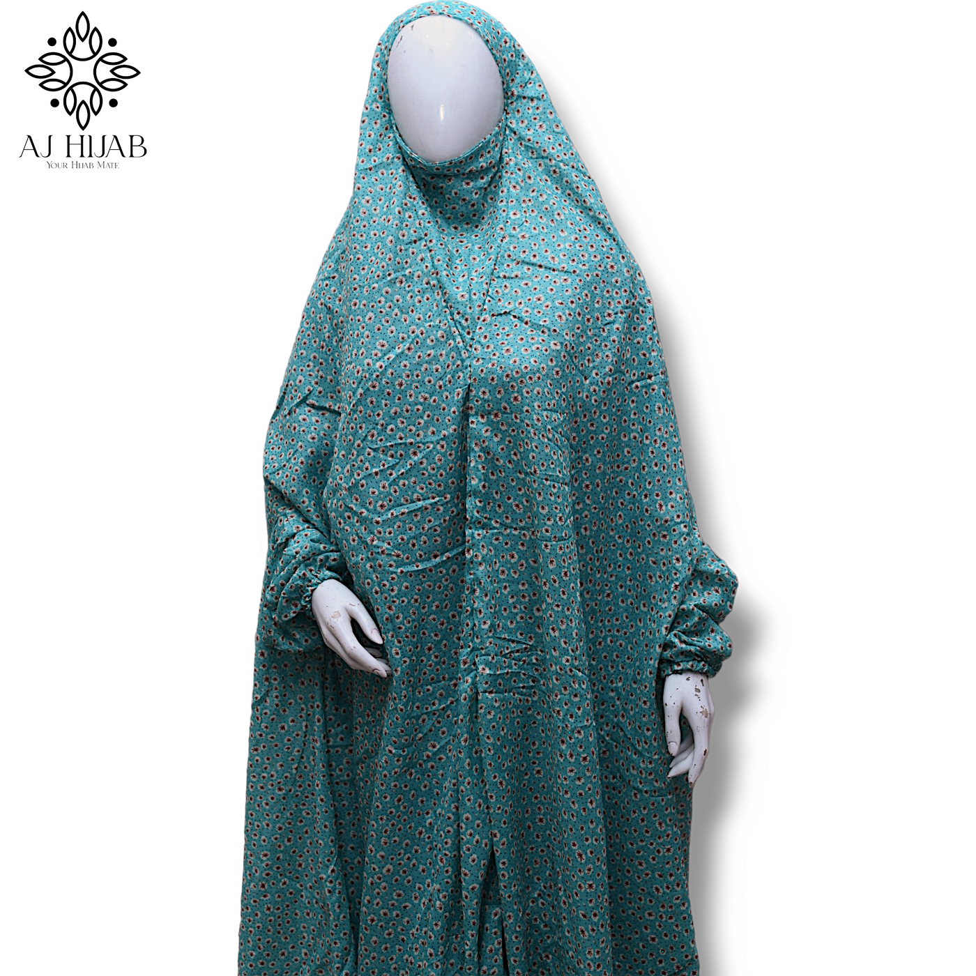 Namaz Chadar With Sleeves - Sea Green Print