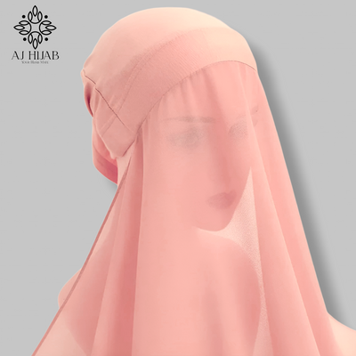 Salmon Hijab With Attached Cap