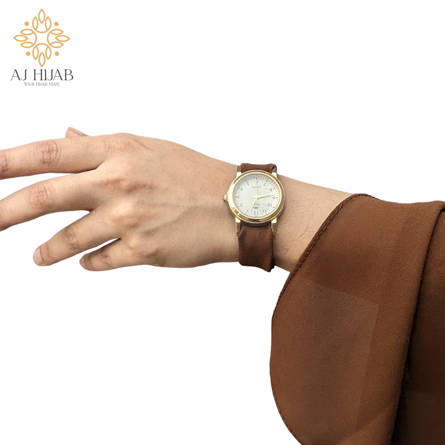 Rust Brown Georgette Hijab + Watch + Bracelet + Gift Sett