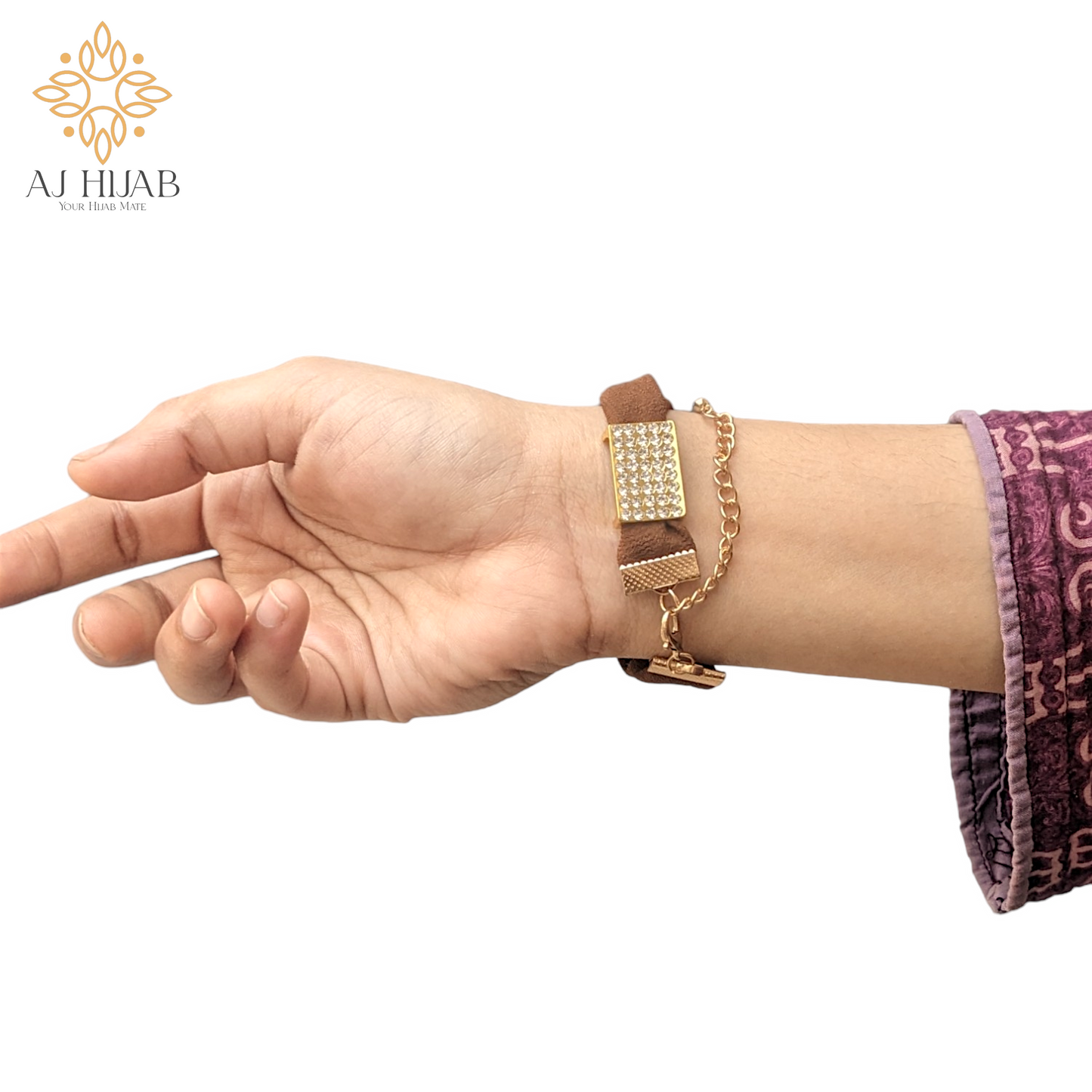 Rust Brown Georgette Hijab + Watch + Bracelet + Gift Sett