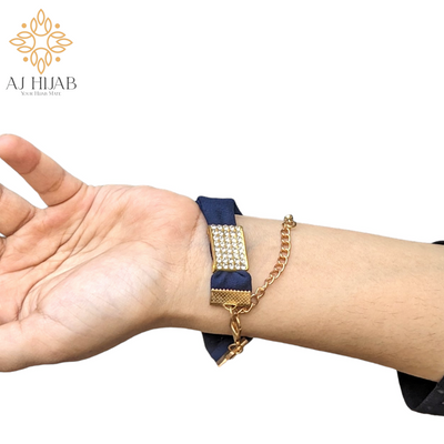 Navy Hijab + Watch + Bracelet + Gift Sett