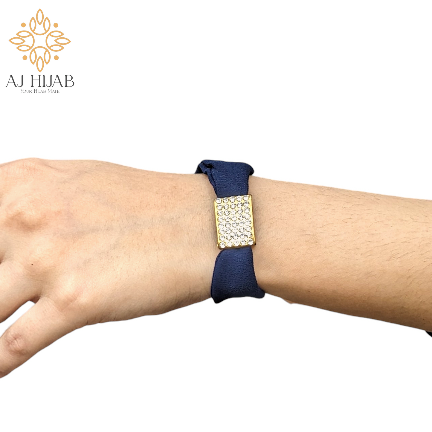 Navy Georgette Hijab + Watch + Bracelet + Gift Sett