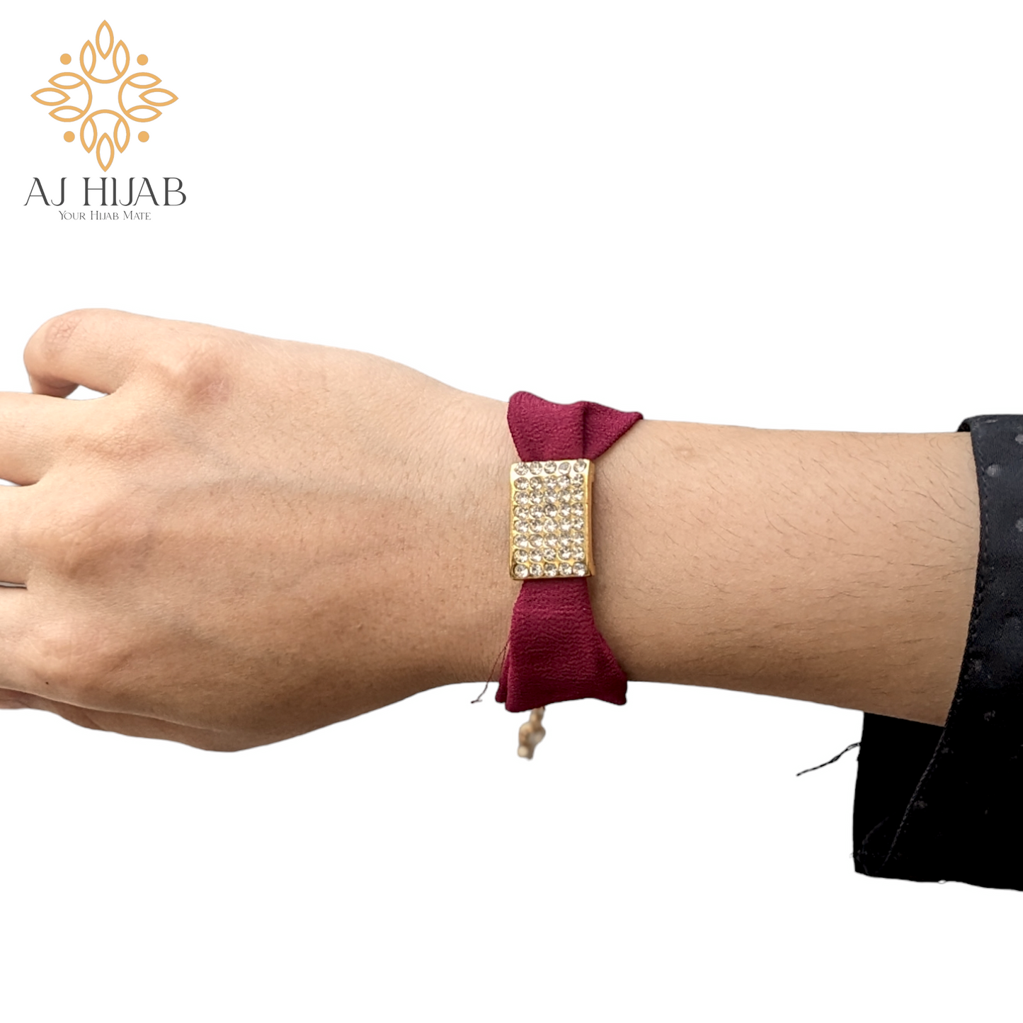 Maroon Georgette Hijab + Watch + Bracelet + Gift Sett