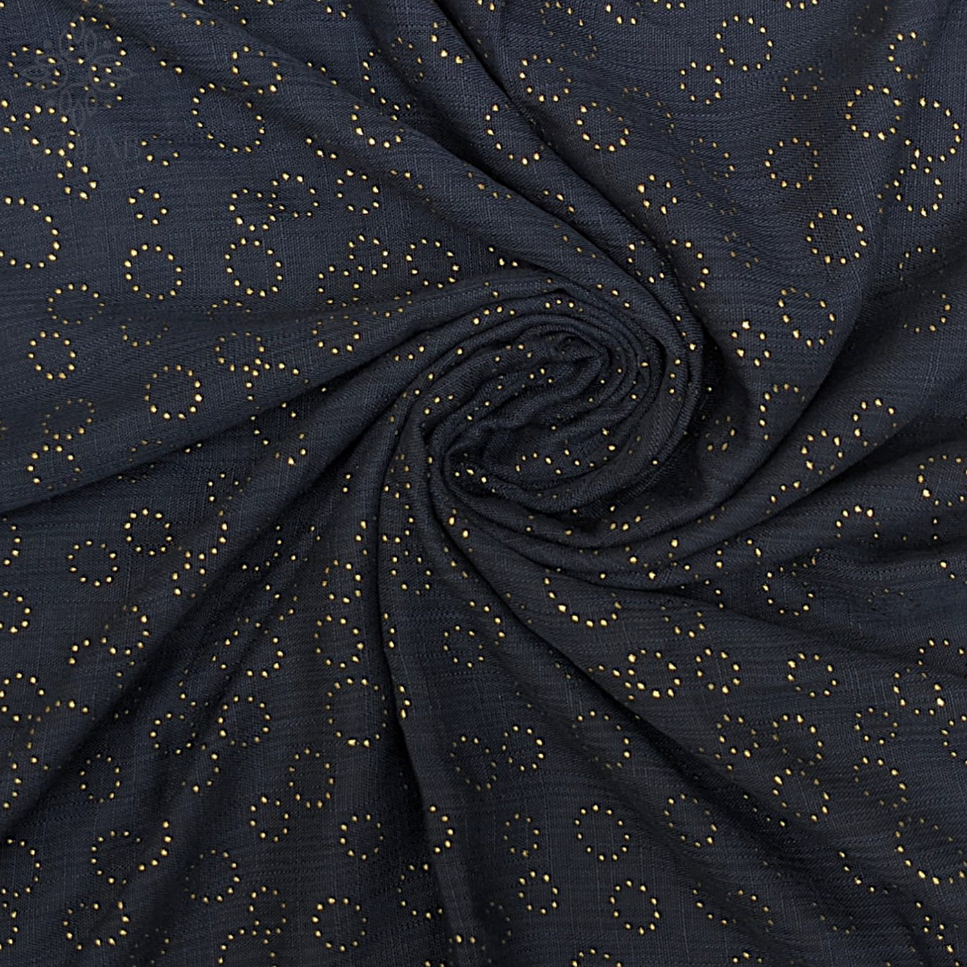 Navy Metal Round Lawn Hijab