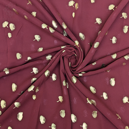 Deep Maroon Dilara Gold Georgette Hijab