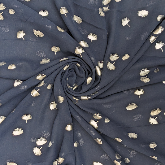 Navy Dilara Silver Georgette Hijab