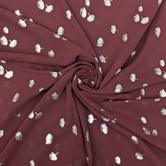 Deep Maroon Dilara Silver Georgette Hijab