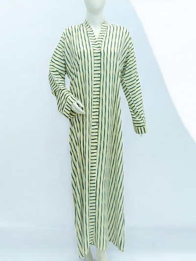 Strips Print Abaya - Mint