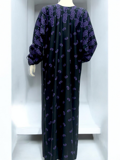 Black Blue Print Abaya