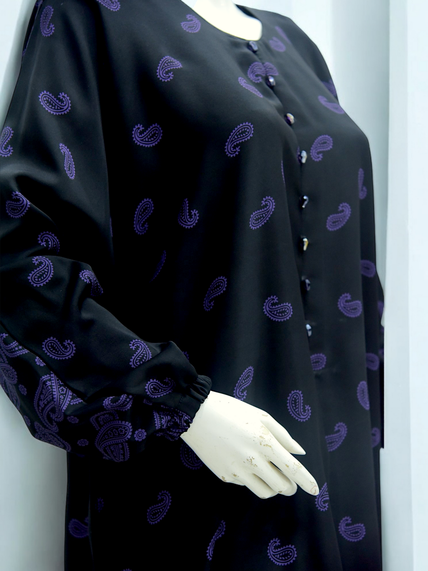 Black Blue Print Abaya