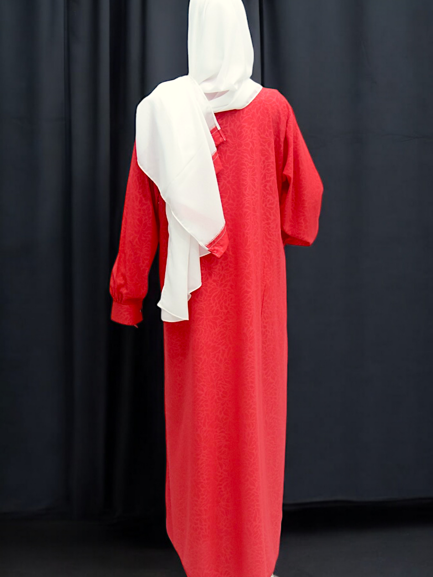 Self Abaya With Hijab - Red